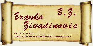 Branko Živadinović vizit kartica